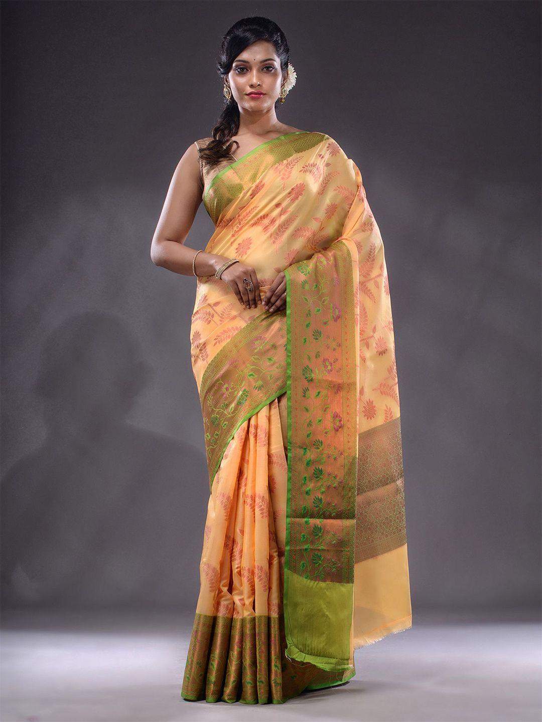 charukriti floral woven design zari saree