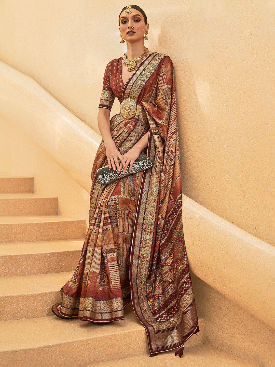 anouk ethnic motifs printed gotta patti bagh saree