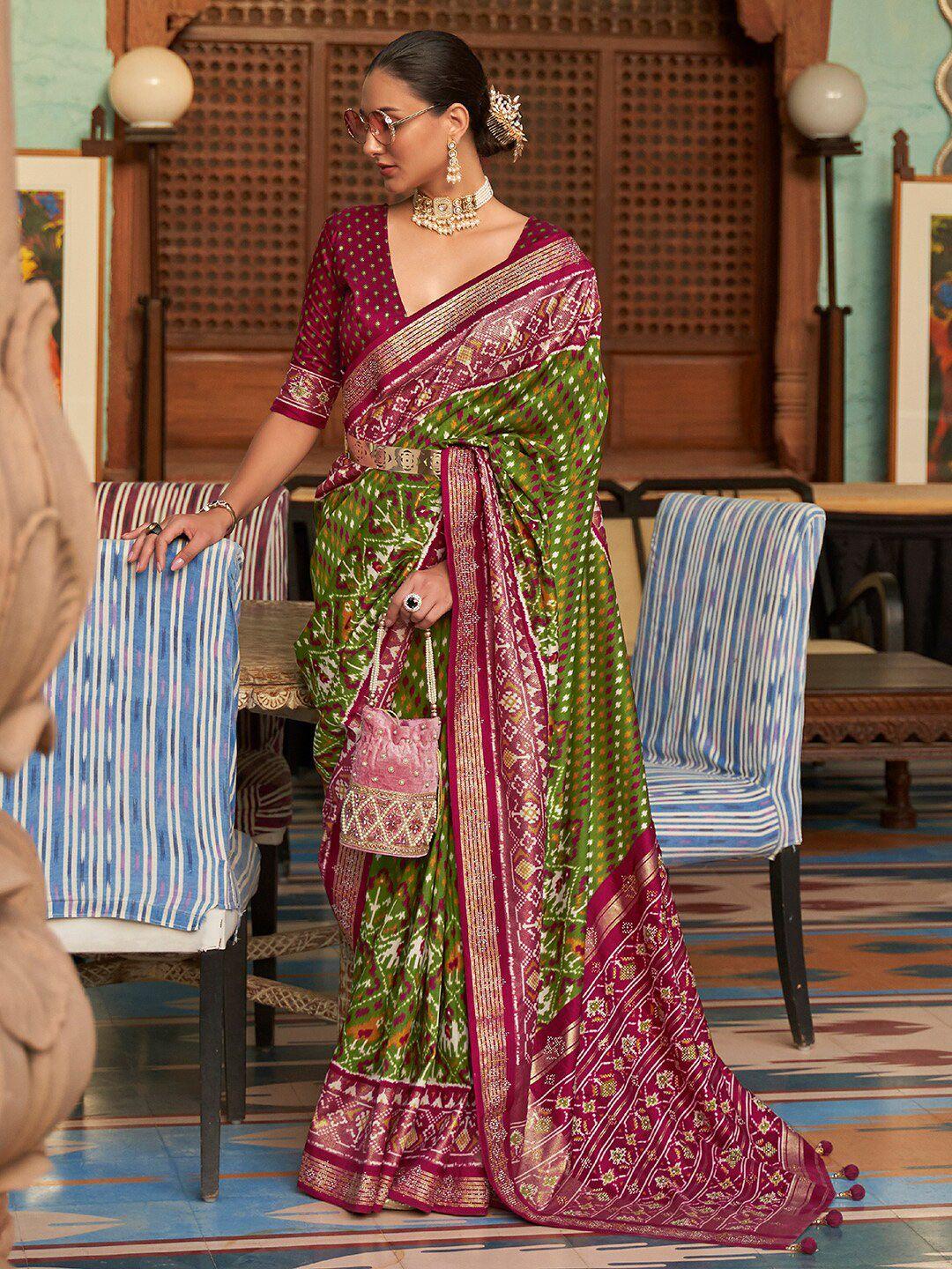 anouk ethnic motifs embellished zari patola saree