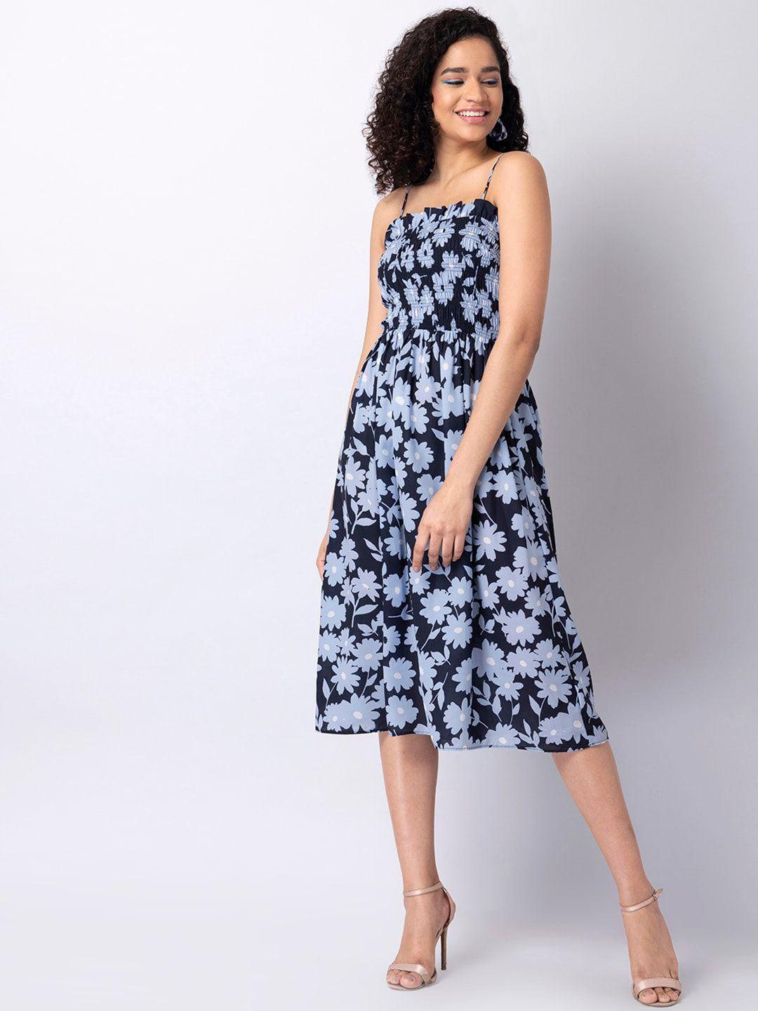 faballey shoulder straps floral printed midi dress