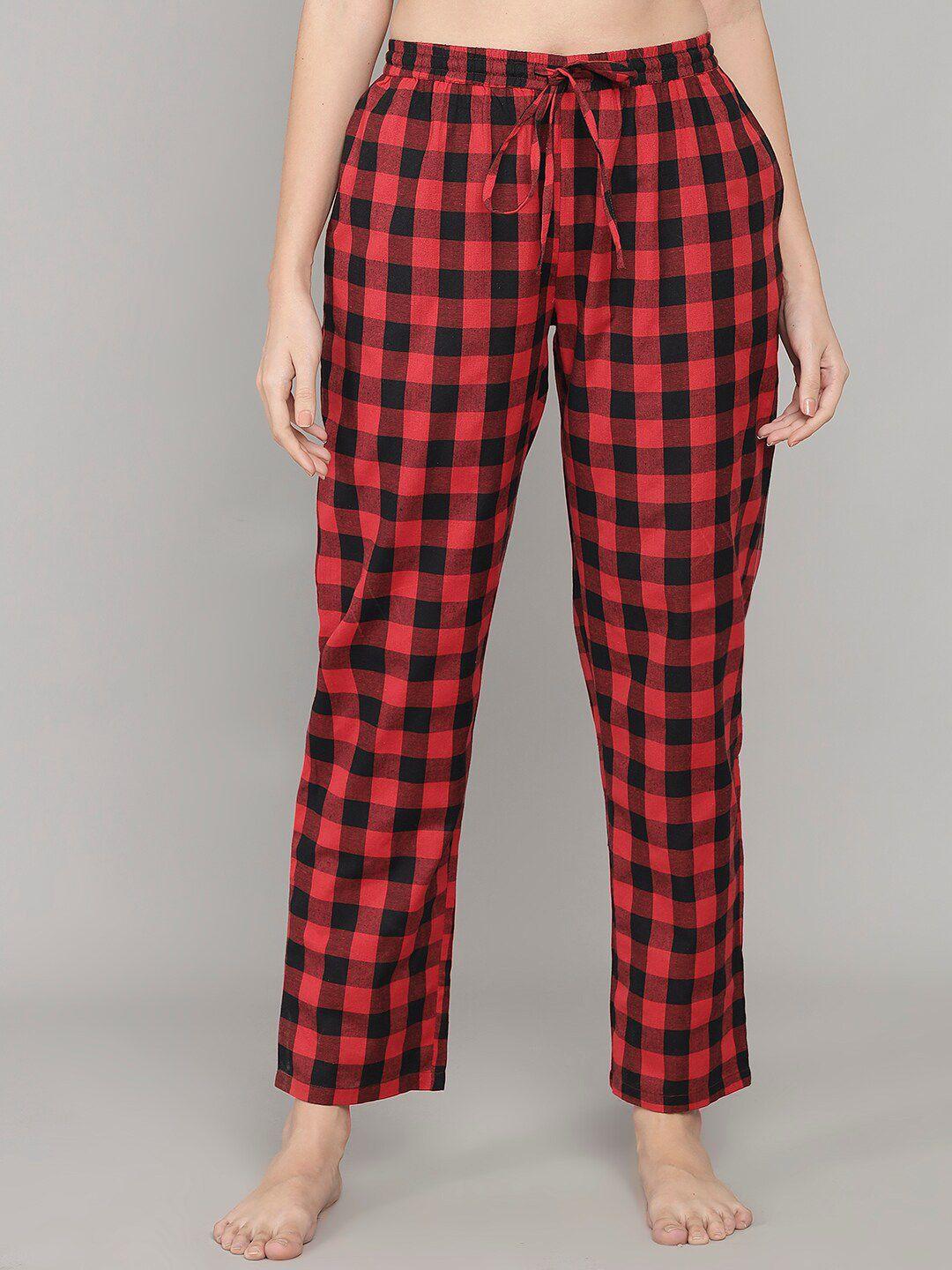 shararat women buffalo checked cotton lounge pants