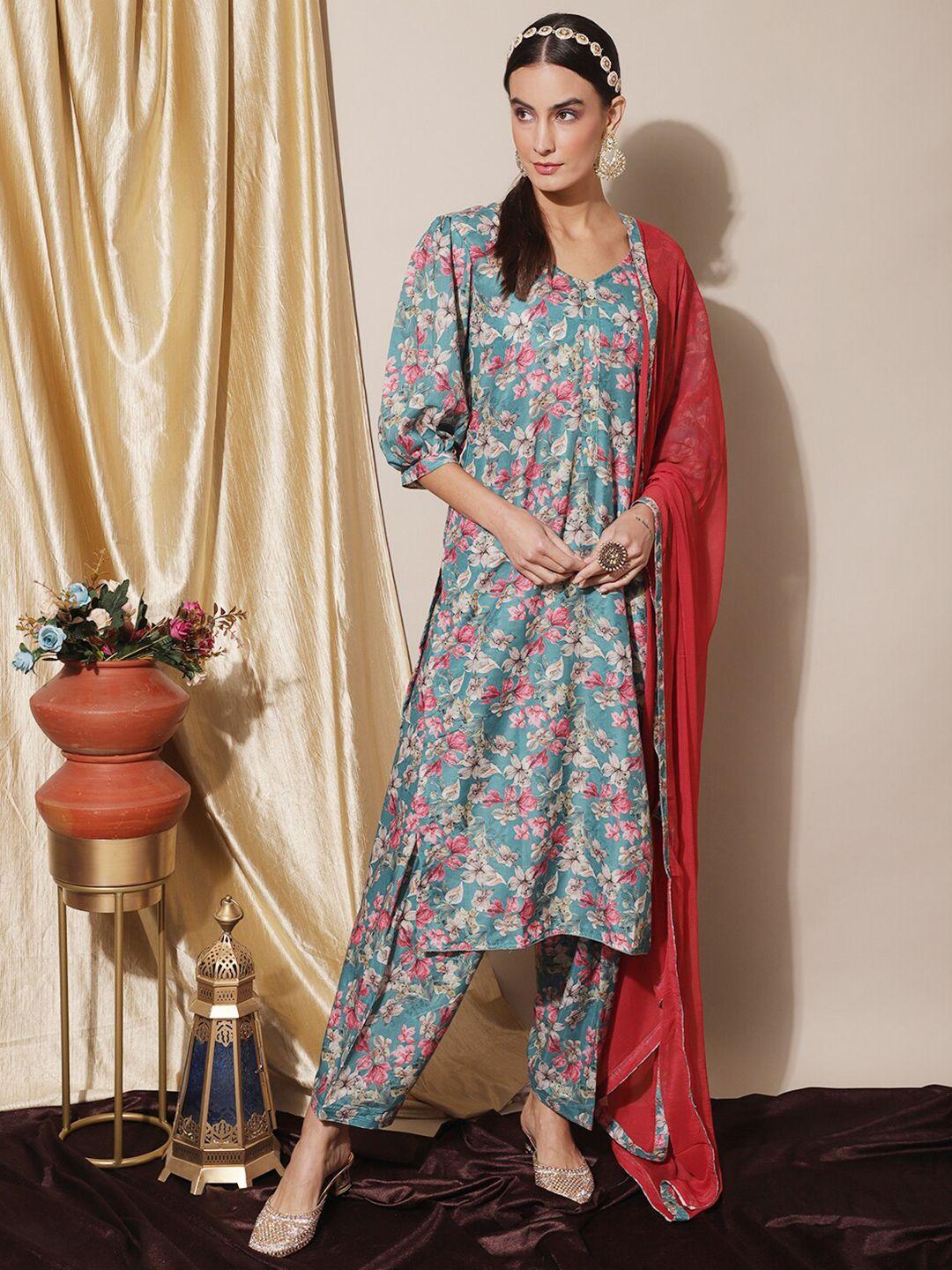 stylee lifestyle printed pure silk unstitched dress material