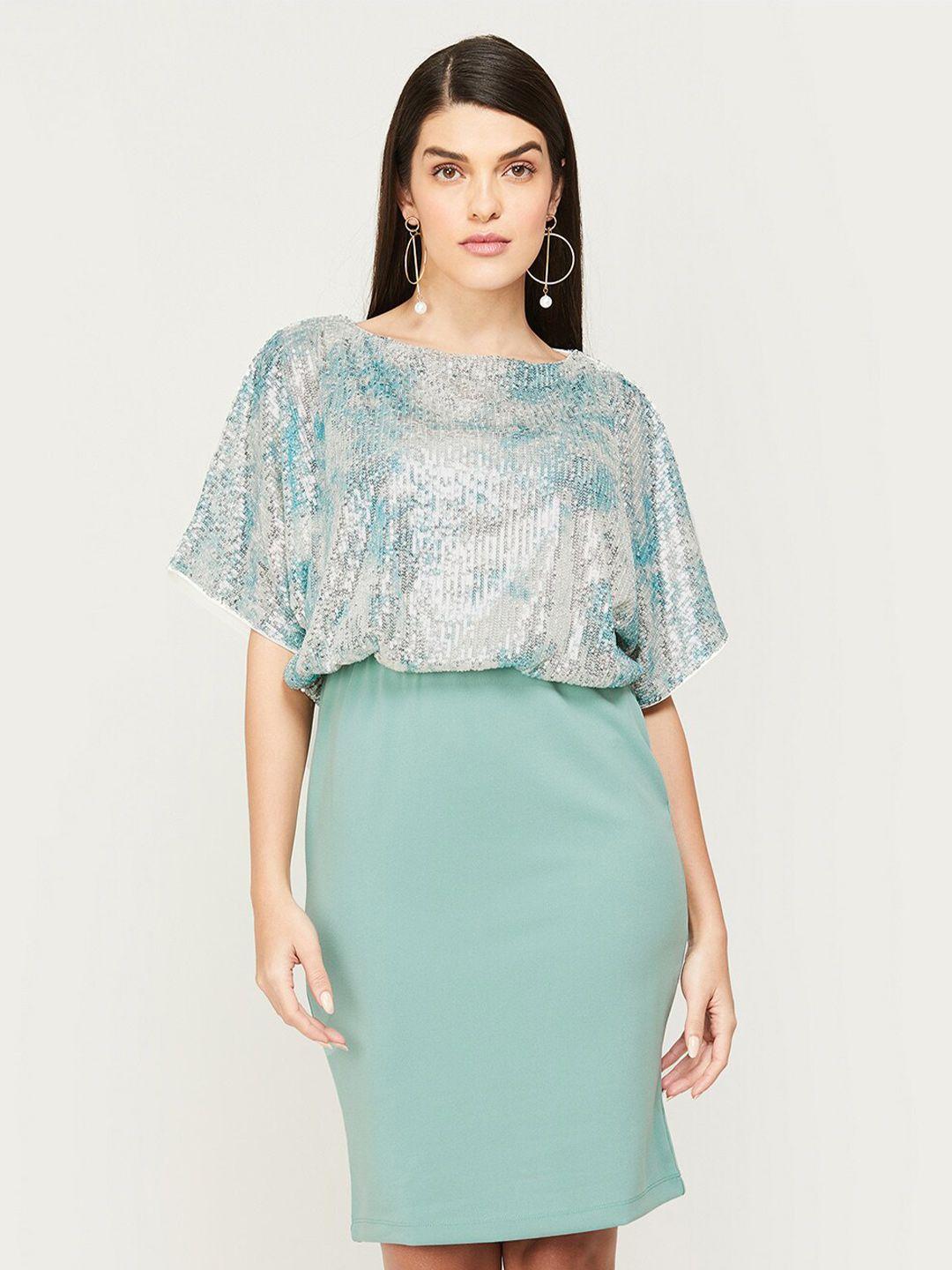 code by lifestyle embellished sequined blouson dress