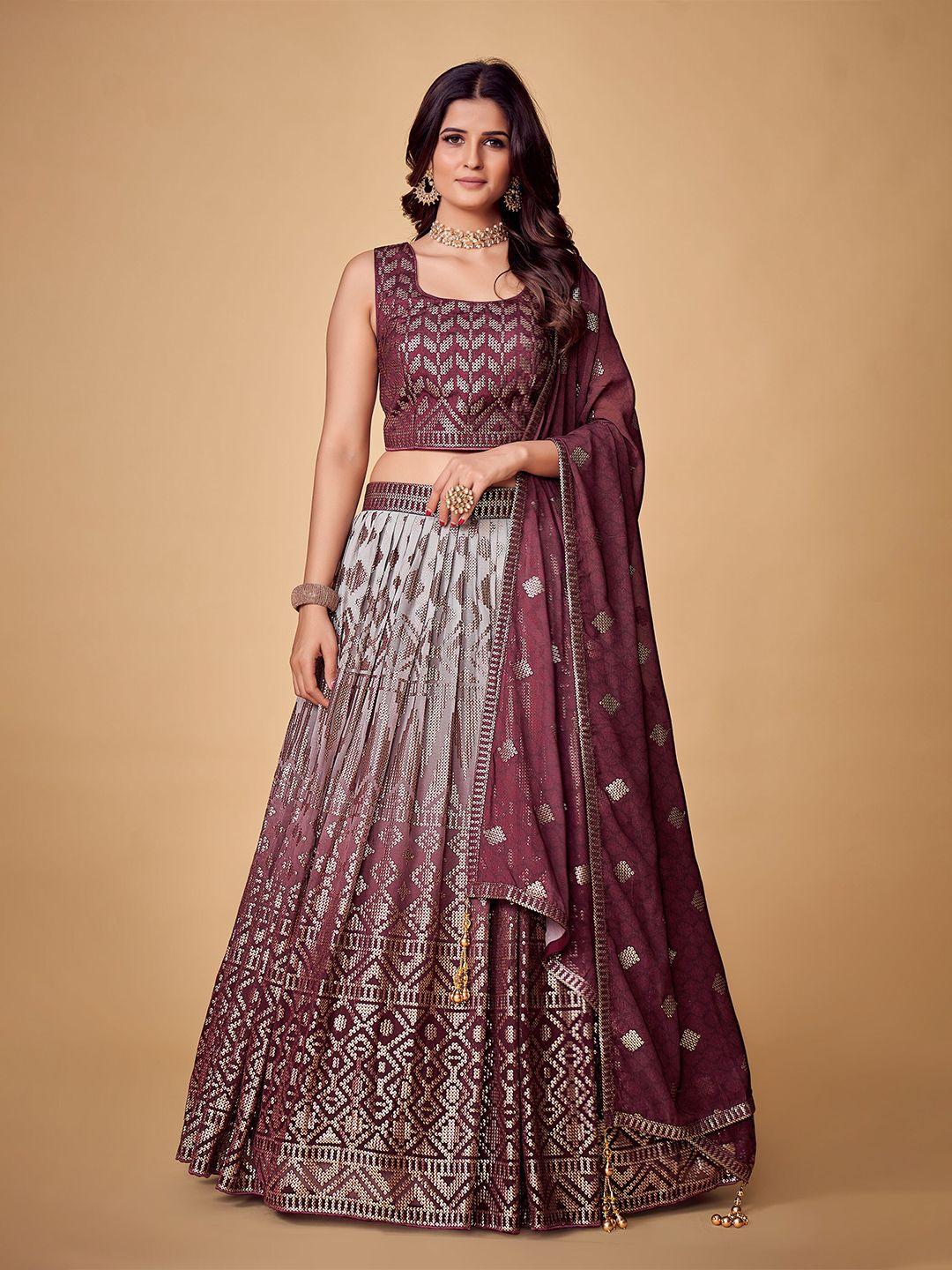 fusionic embellished sequinned ready to wear lehenga & blouse with dupatta