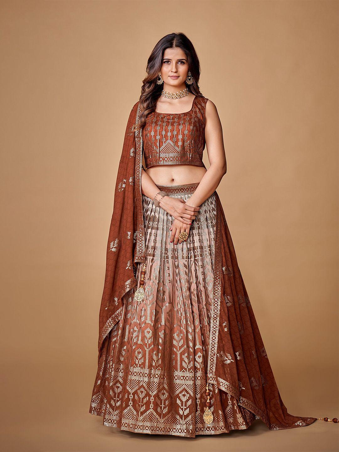 fusionic embellished sequinned ready to wear lehenga & blouse with dupatta