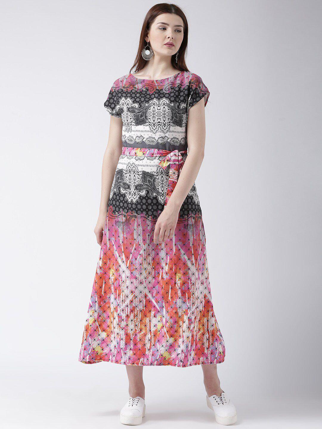 dodo & moa graphic printed crepe midi dress