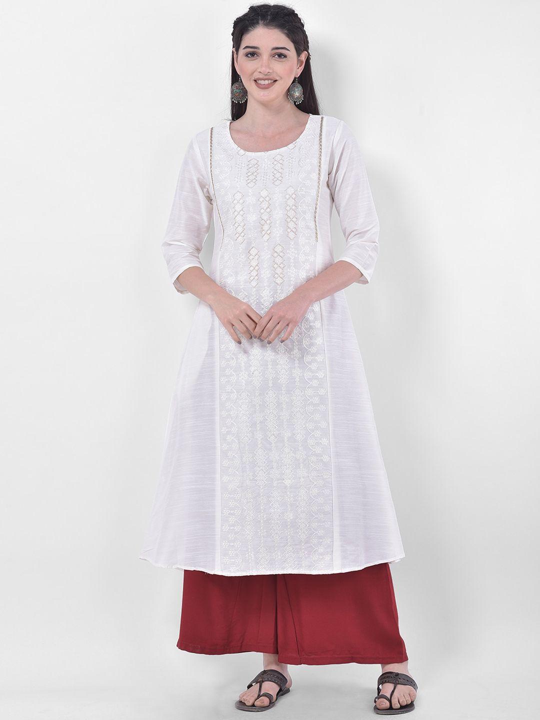 span ethnic motifs embroidered gotta patti cotton silk kurta