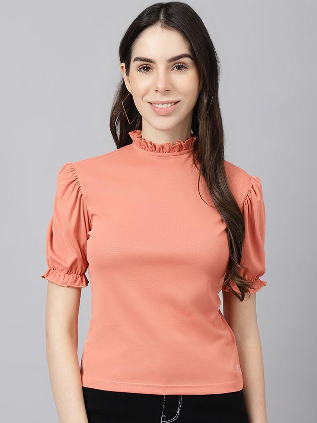 xpose high neck puff sleeves ruffles top