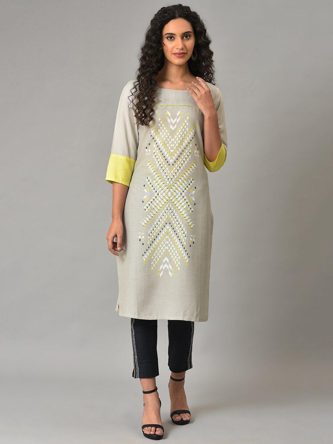 w geometric printed straight kurta