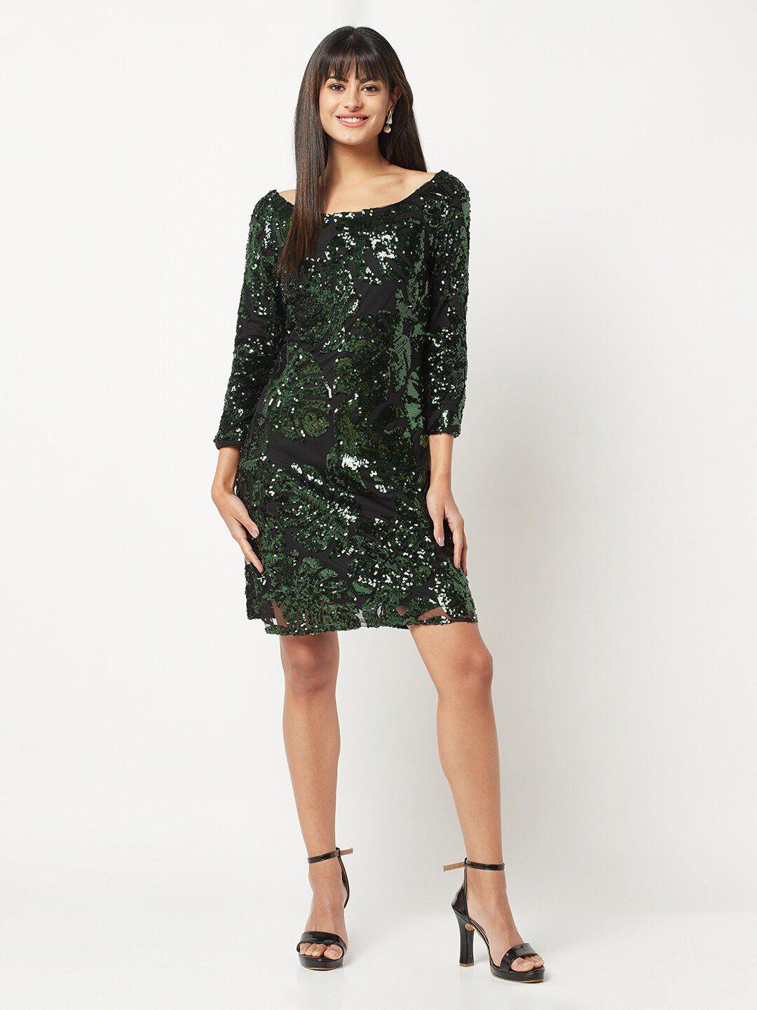 house of s embellished sequinned boat neck net dress