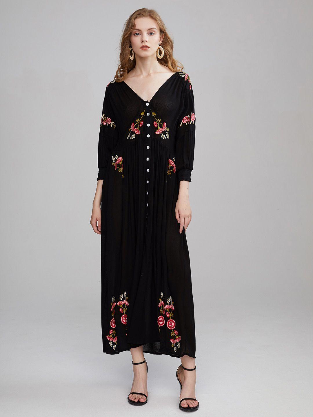 jc collection floral embroidered pure cotton maxi dress