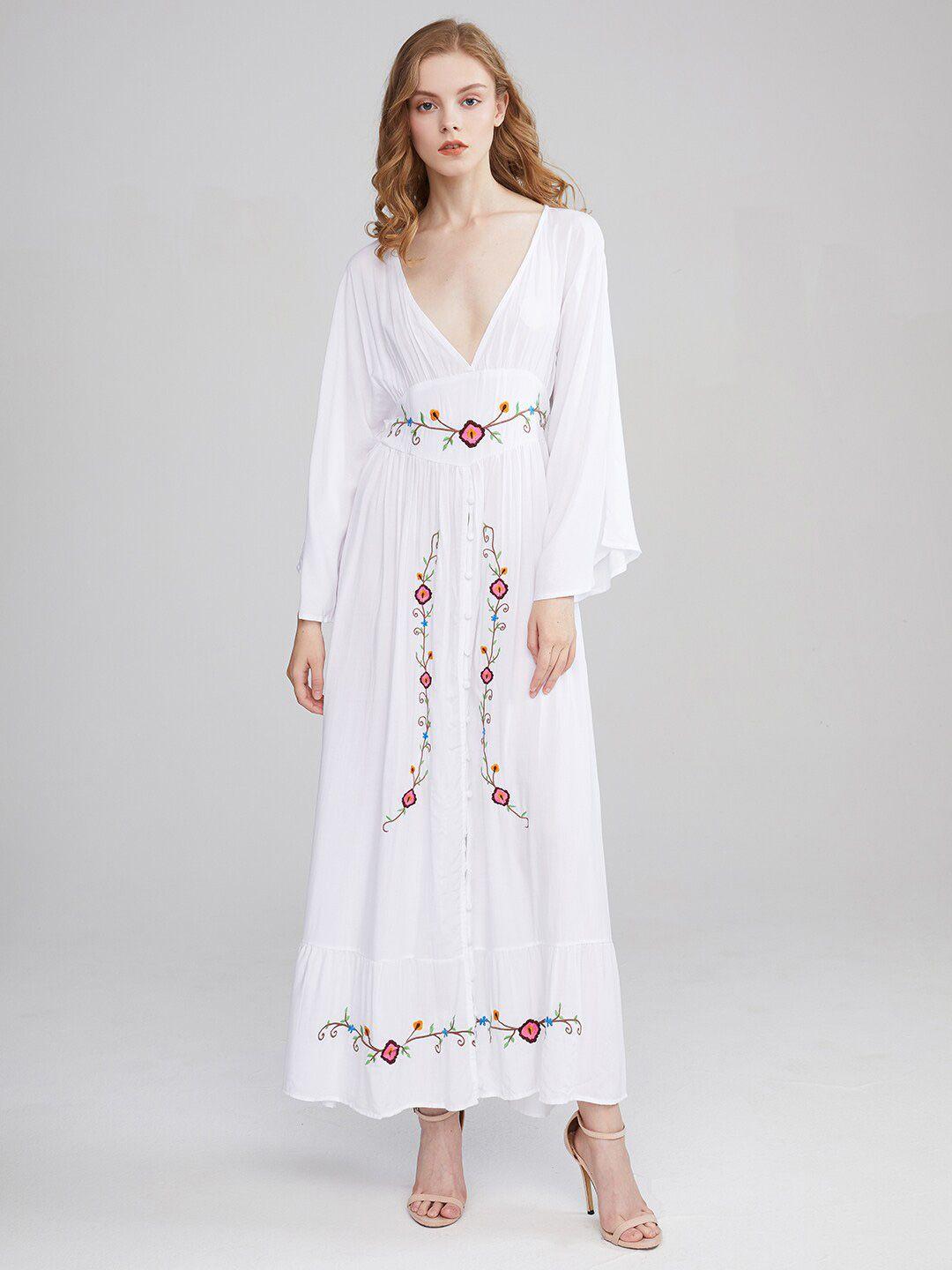 jc collection pure cotton floral embroidered maxi dress