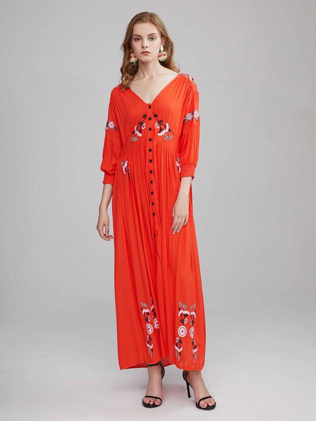 jc collection floral embroidered pure cotton maxi dress