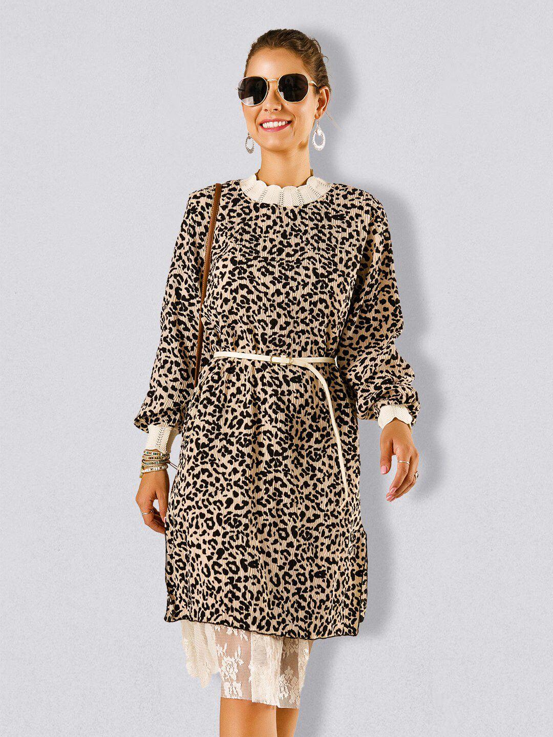 jc collection high neck animal a-line dress