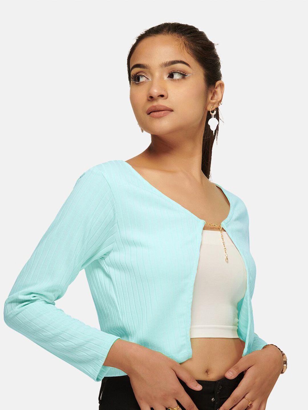 izf v-neck front open crop shrug top