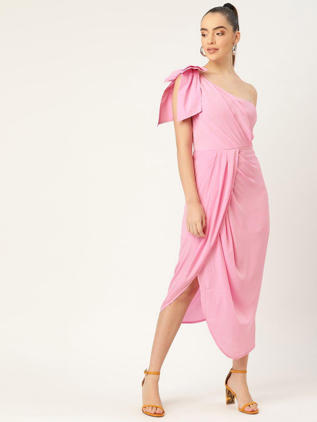 dodo & moa one shoulder satin midi dress