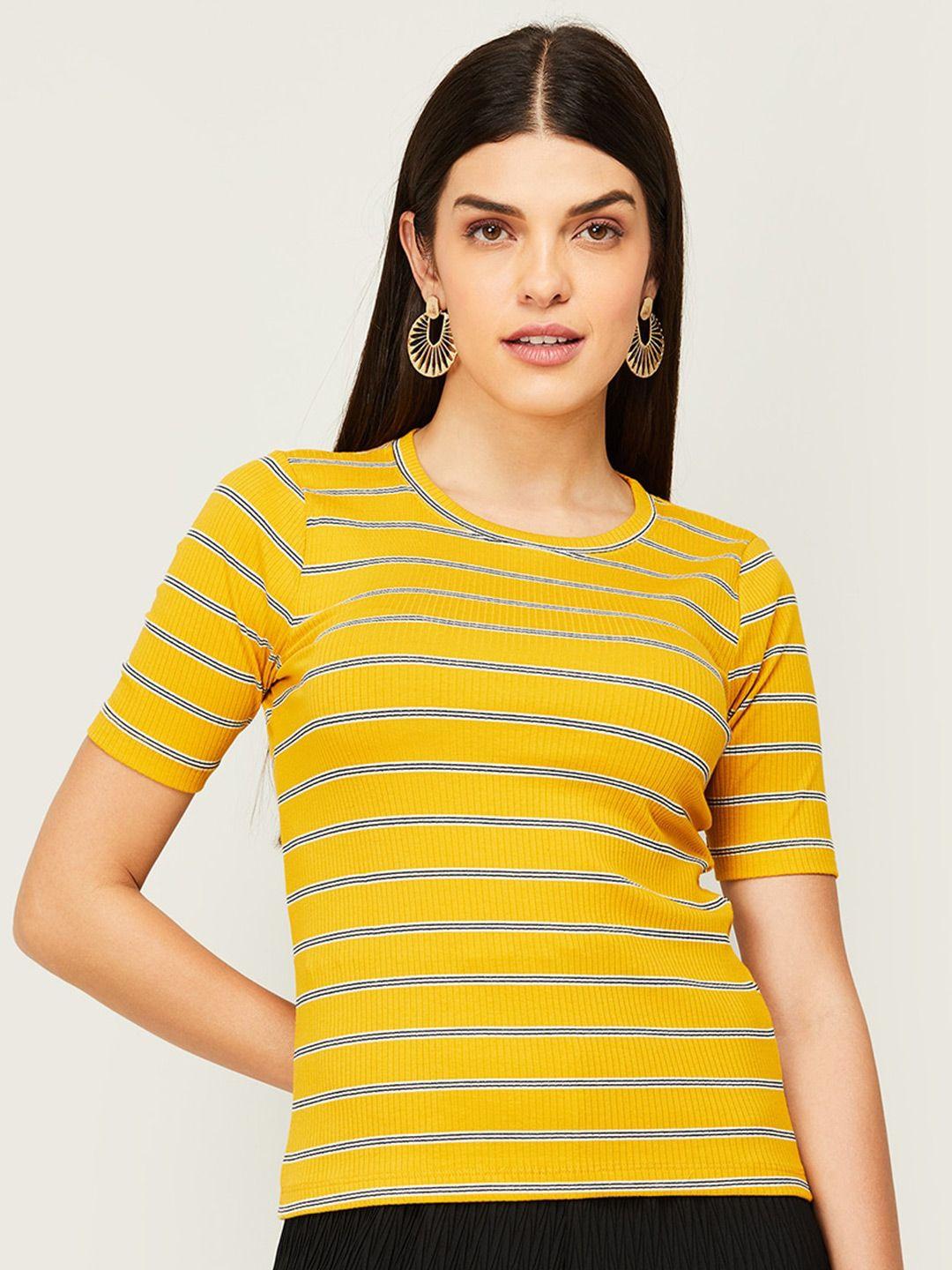 code by lifestyle round neck striped cotton top