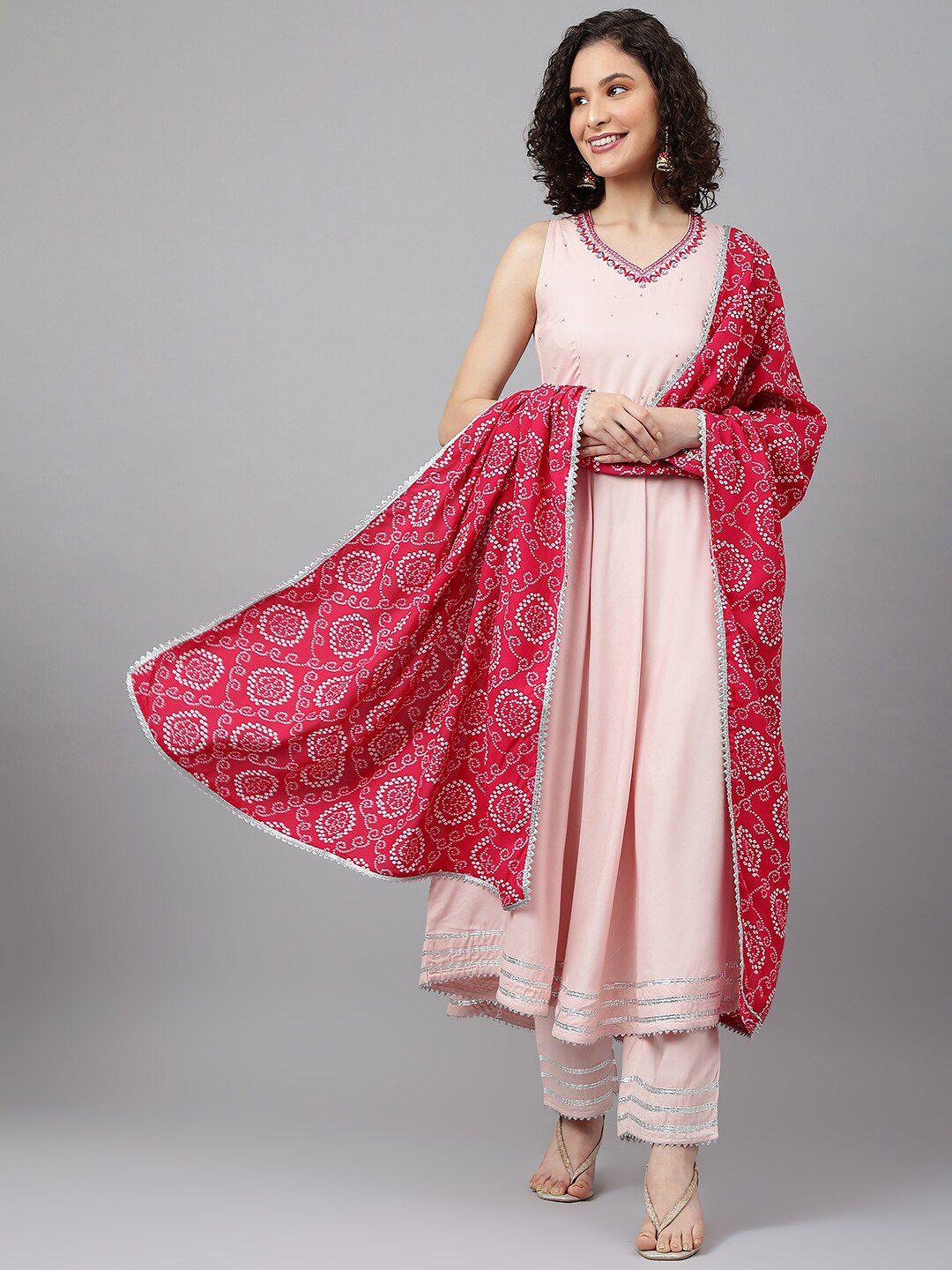 khushal k ethnic motifs embroidered  gotta patti kurta with palazzos & with dupatta