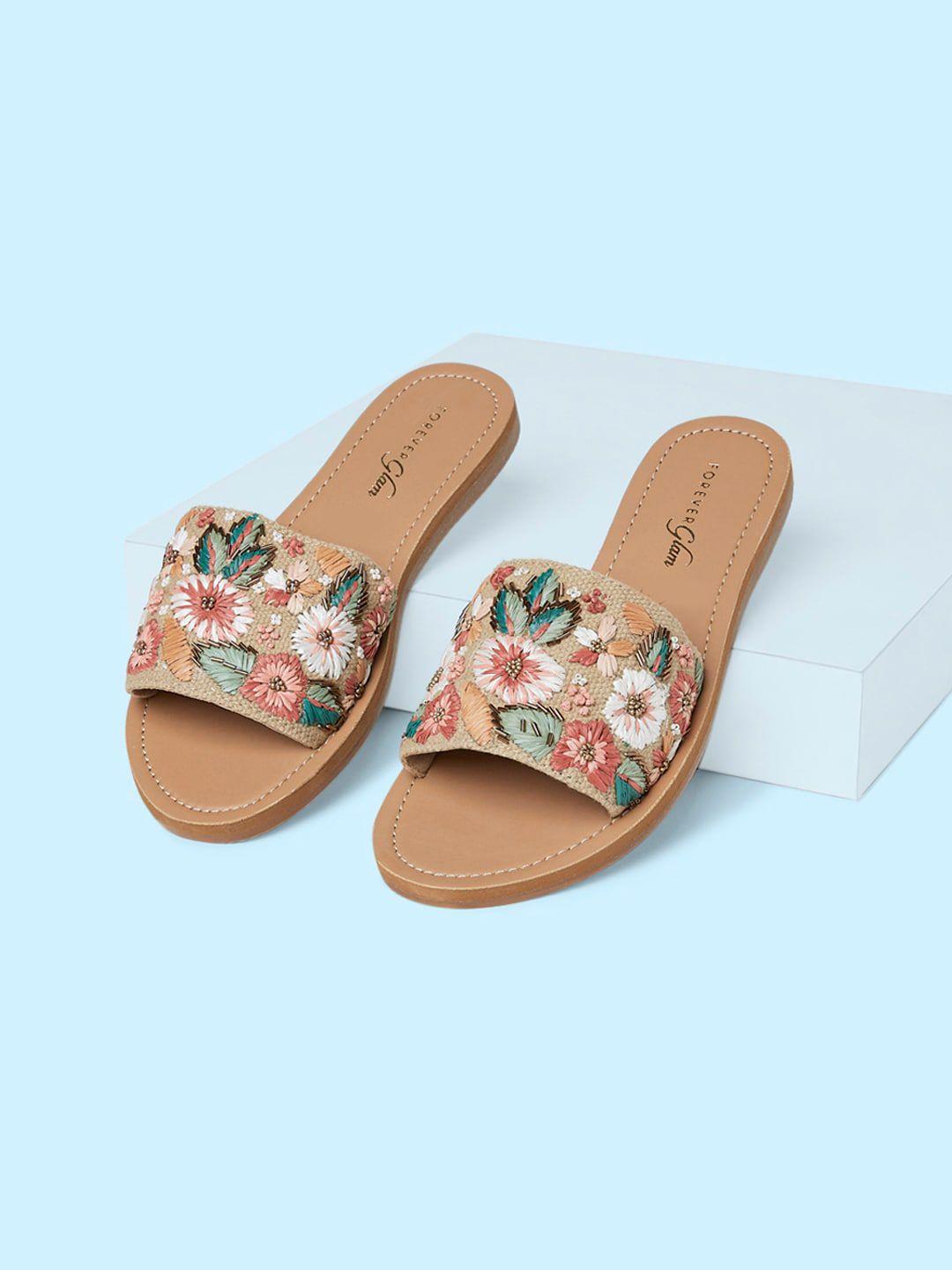 forever glam by pantaloons embroidered open toe flats