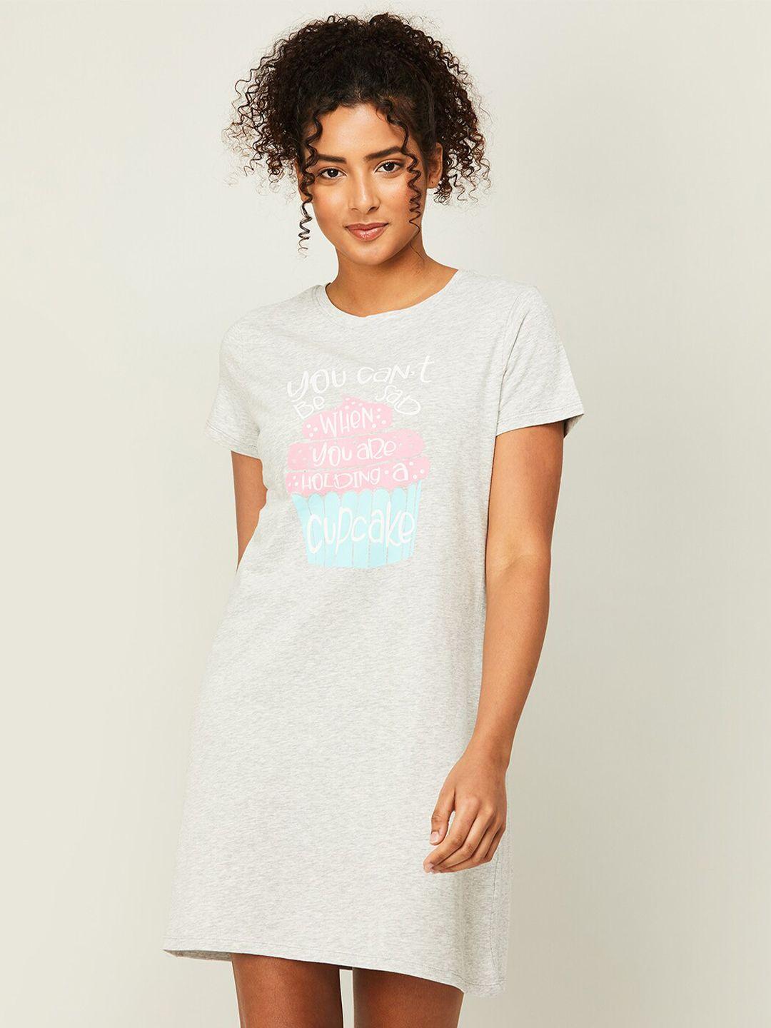 ginger by lifestyle typography printed pure cotton nightdress