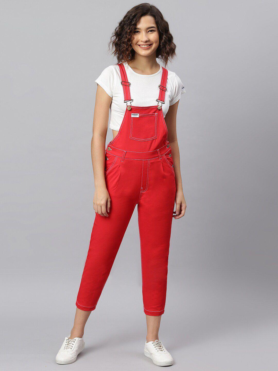 finsbury london women twill straight-leg dungaree