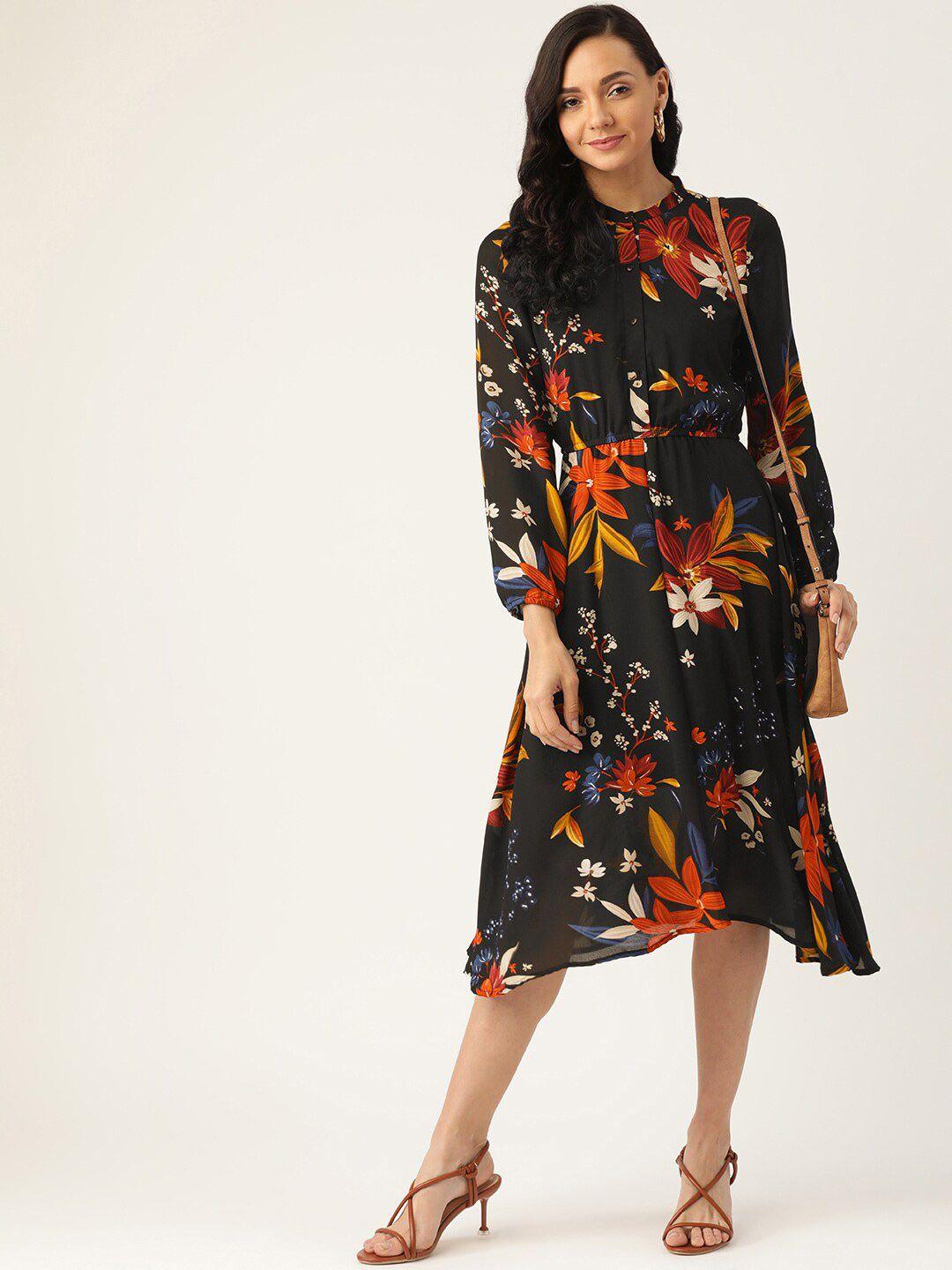 dodo & moa multicoloured floral chiffon midi dress