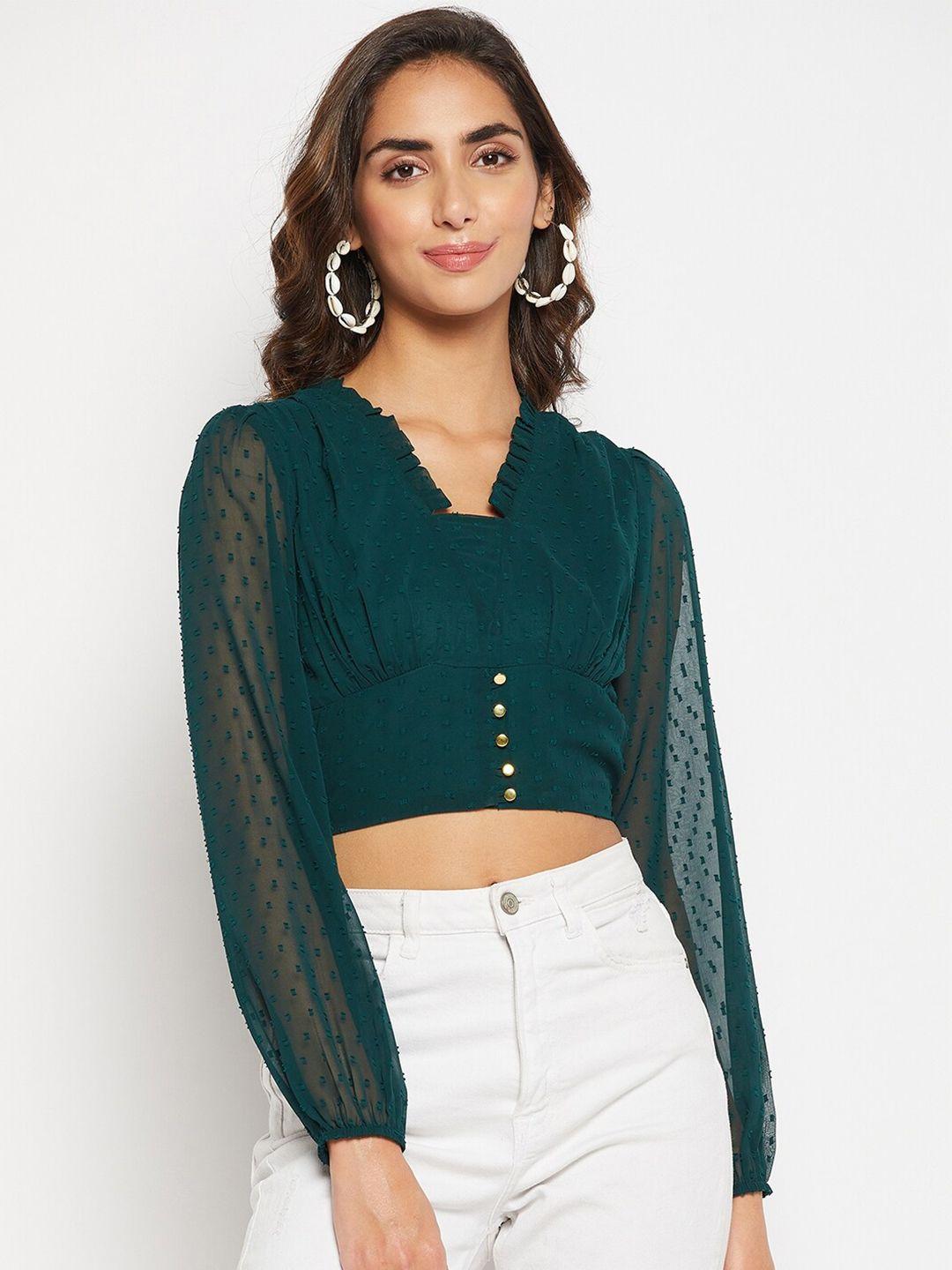 winered green crop top