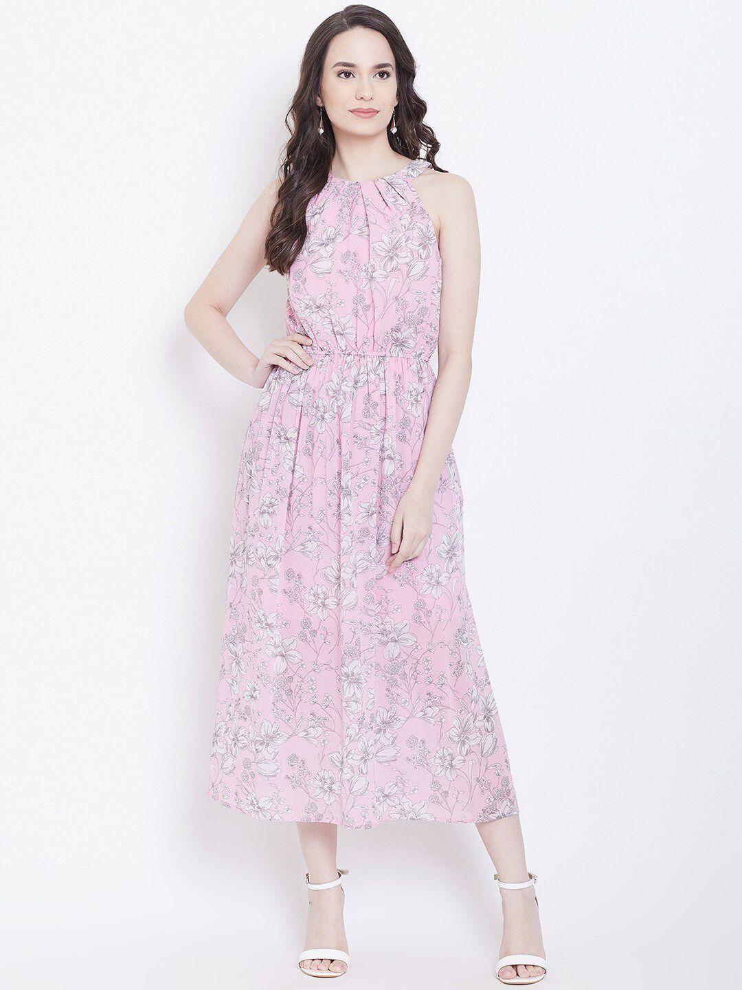 dodo & moa floral printed fit & flare midi dress