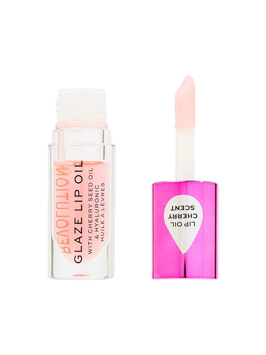 makeup revolution london glaze lip oil with cherry seed oil & hyaluronic 4.6ml - glam pink