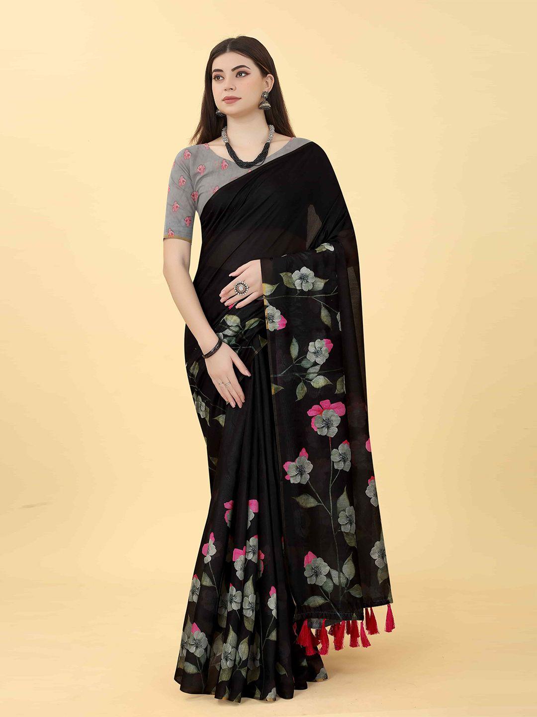 silk land floral printed saree