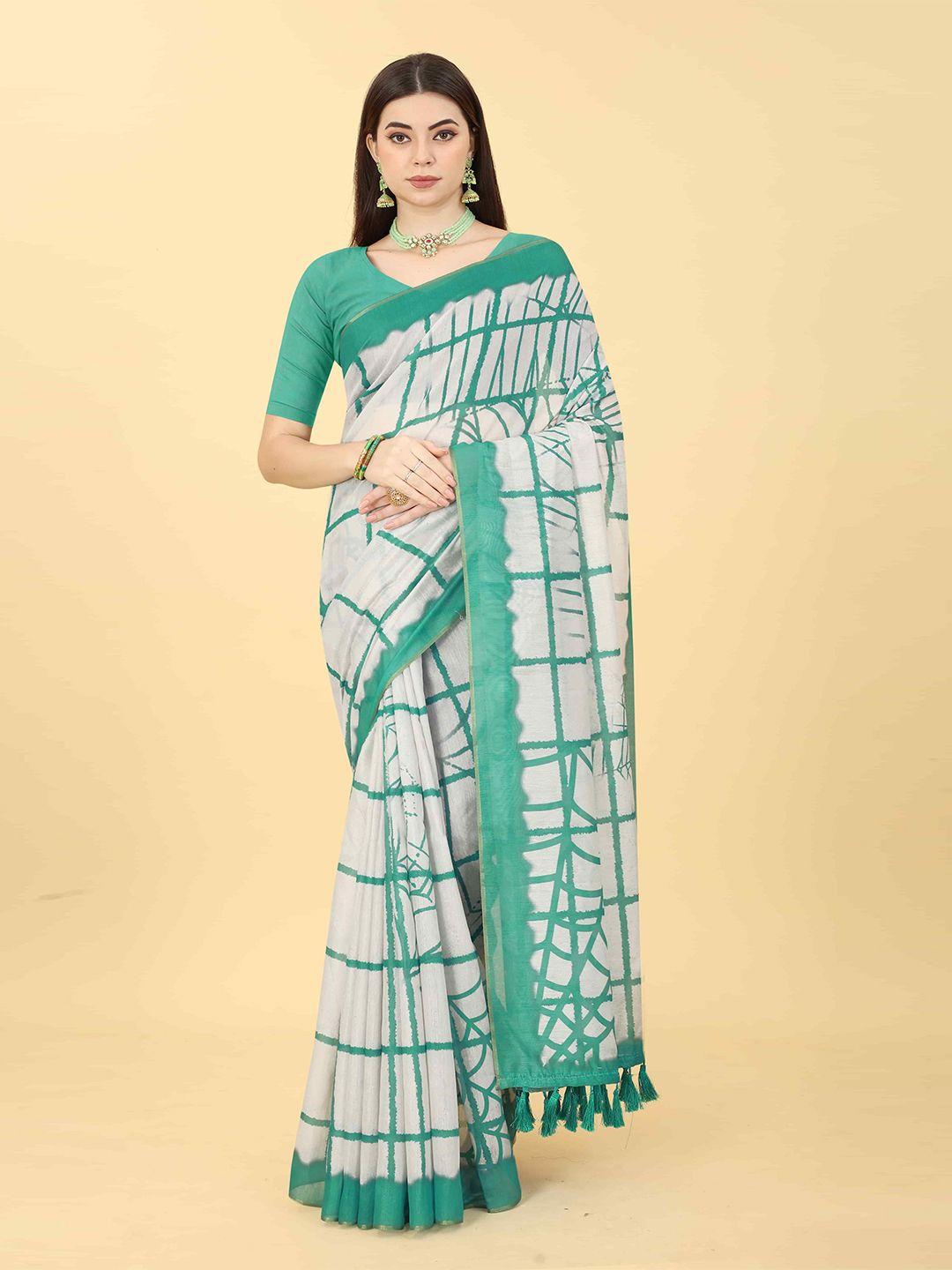 silk land checked zari chanderi saree