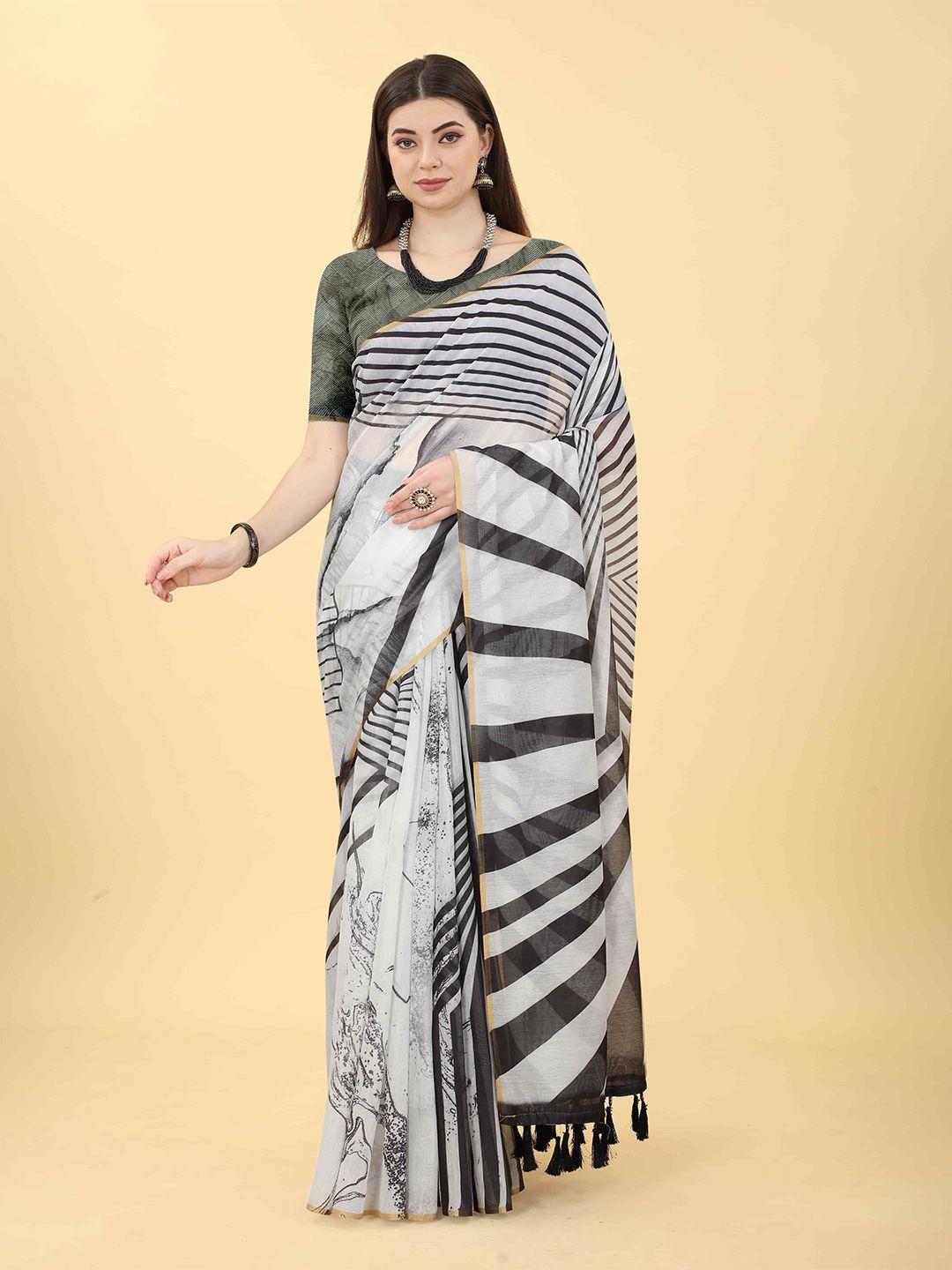 silk land striped zari chanderi saree