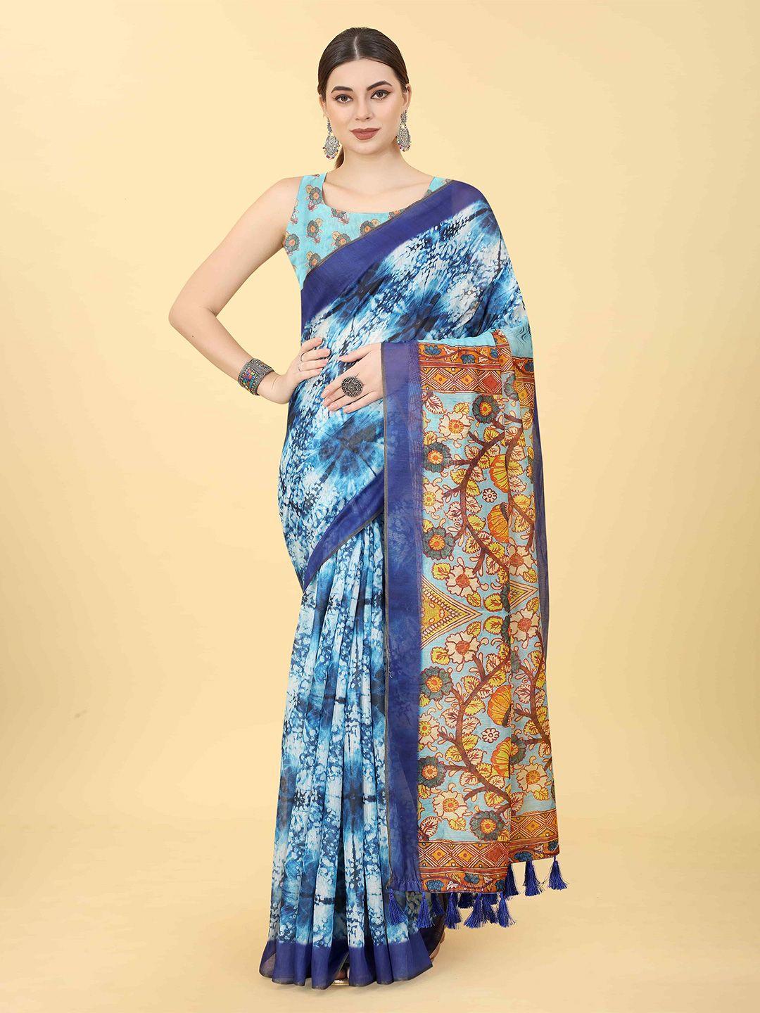 silk land kalamkari printed zari chanderi saree