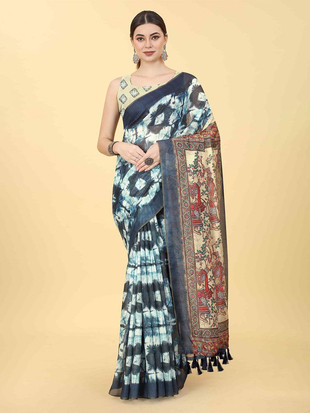 silk land tie and dyed kalamkari zari chanderi saree