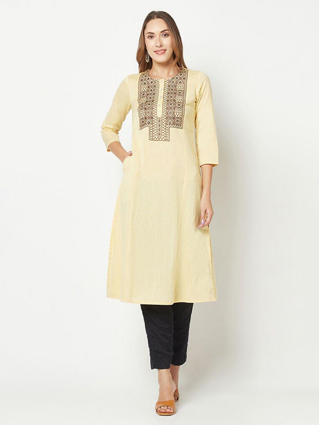 barara ethnic ethnic motifs embroidered mirror work silk cotton kurta