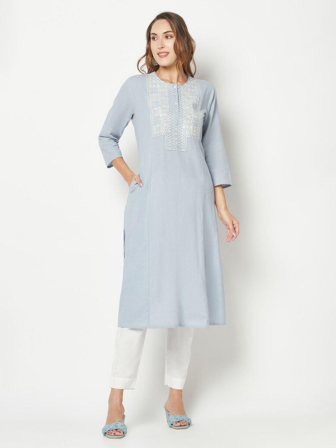 barara ethnic ethnic motifs embroidered mirror work pure cotton kurta