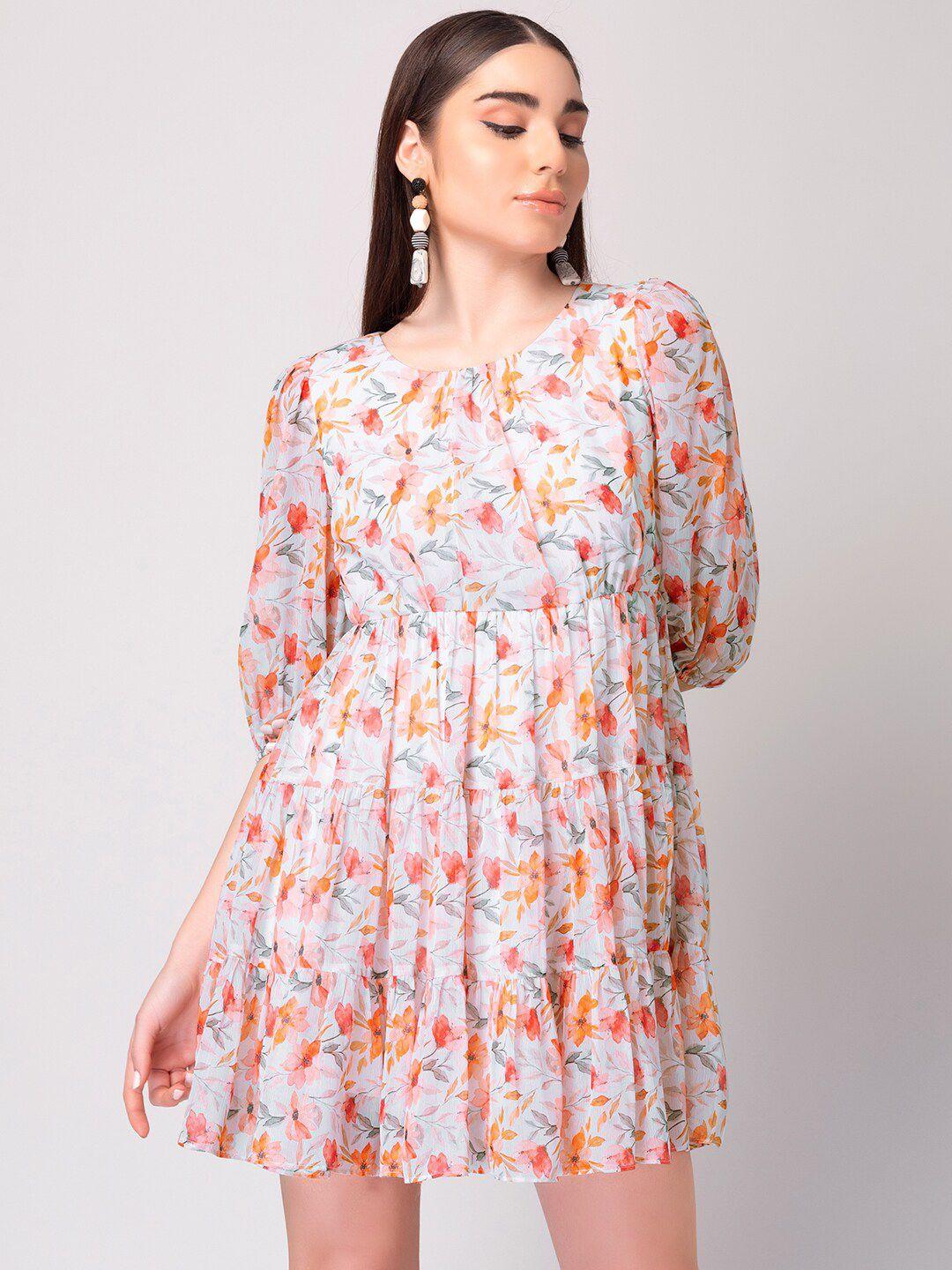 faballey floral printed georgette dress