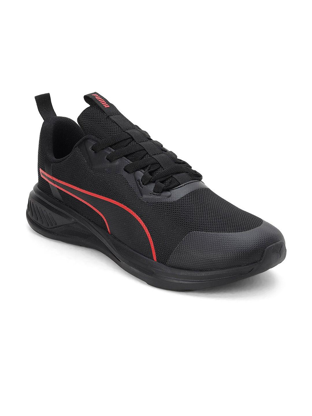 puma men foam stride woven-design marking textile sports running shoes