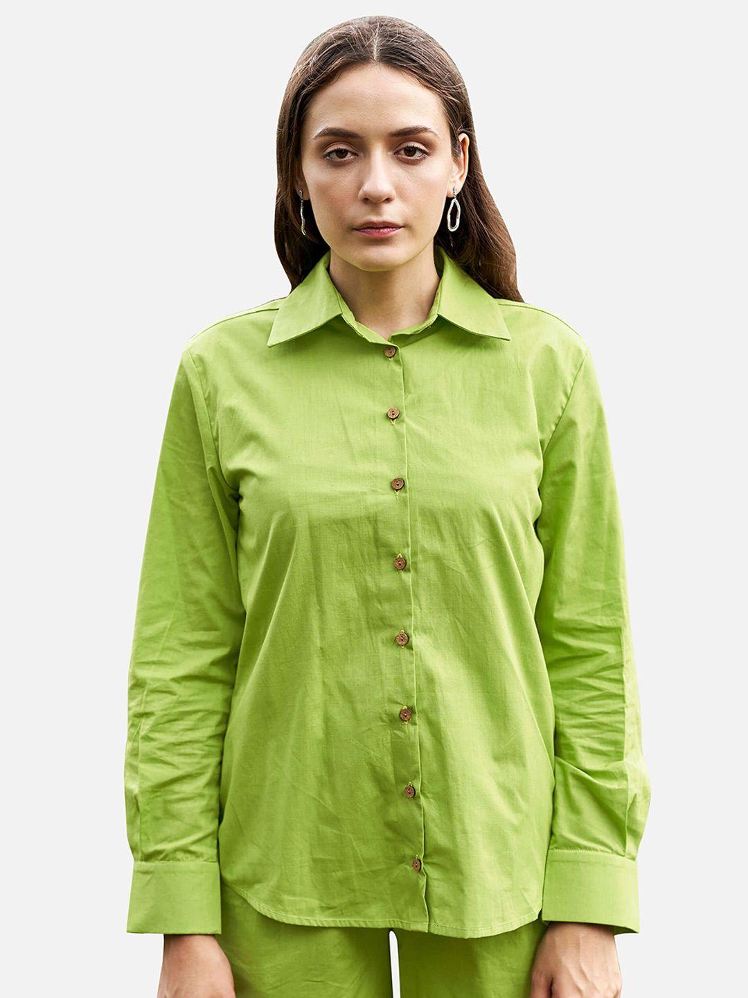 neofaa women green casual shirt