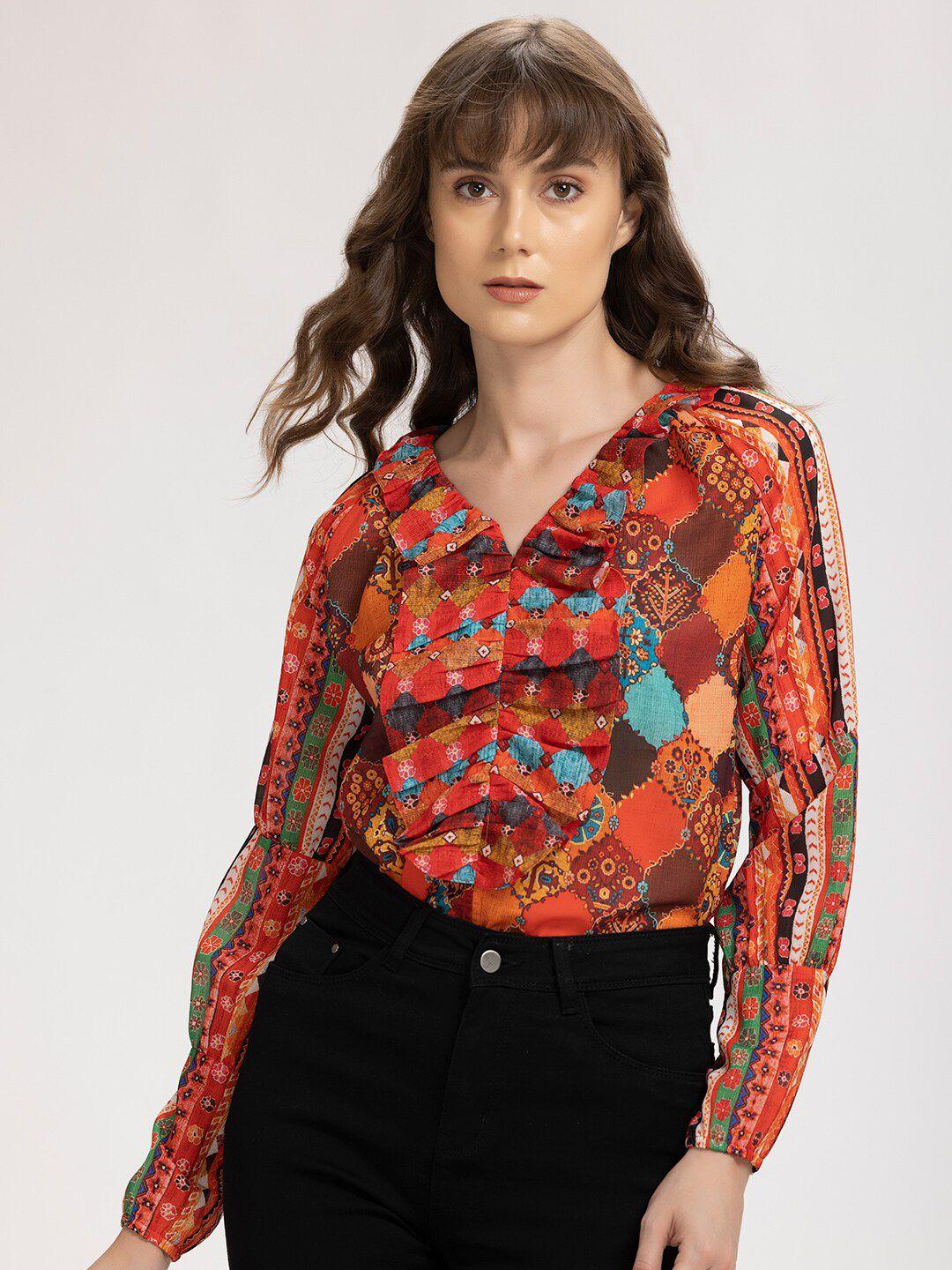 shaye floral print shirt style top