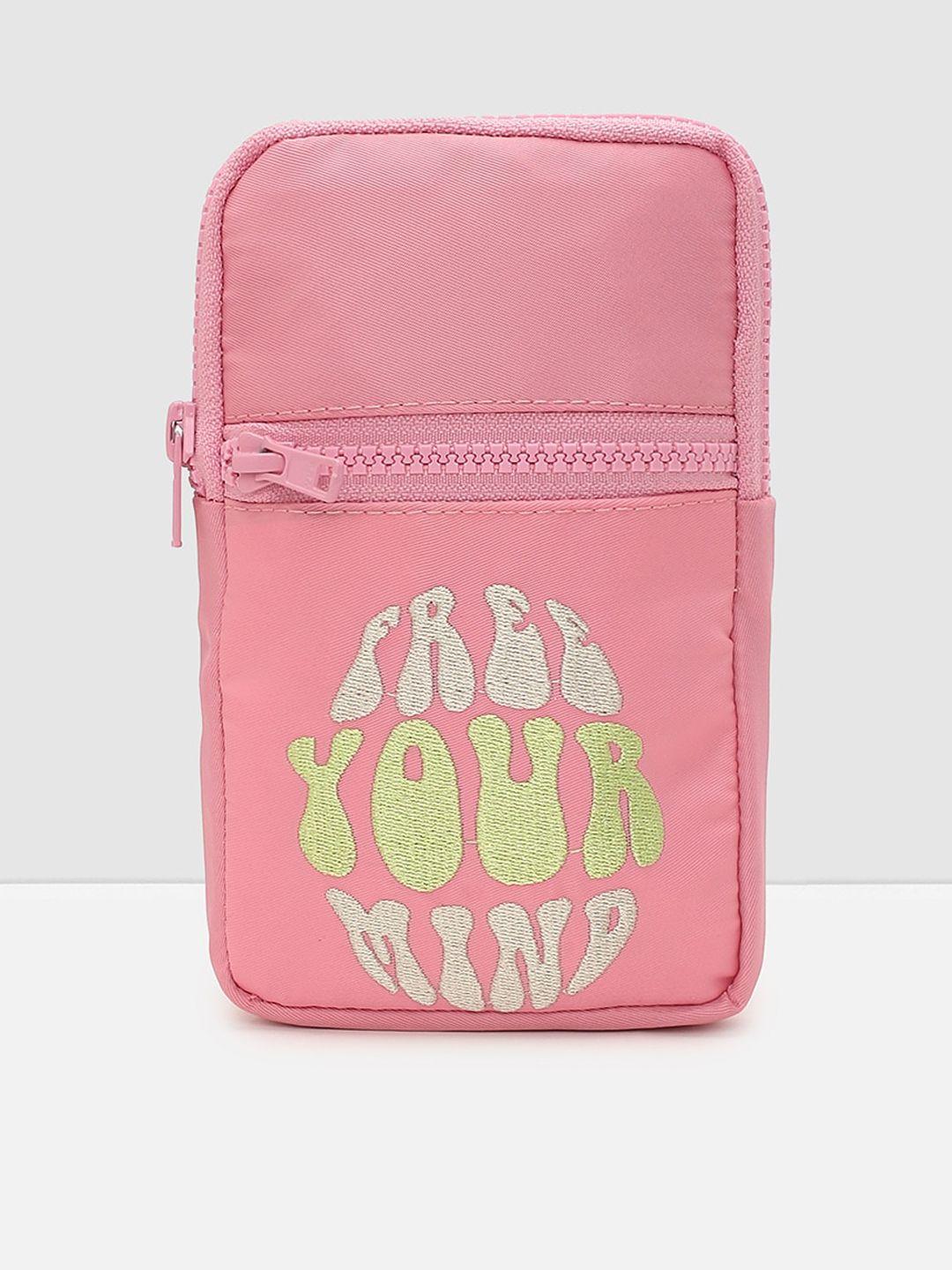 max typography printed structured sling bag