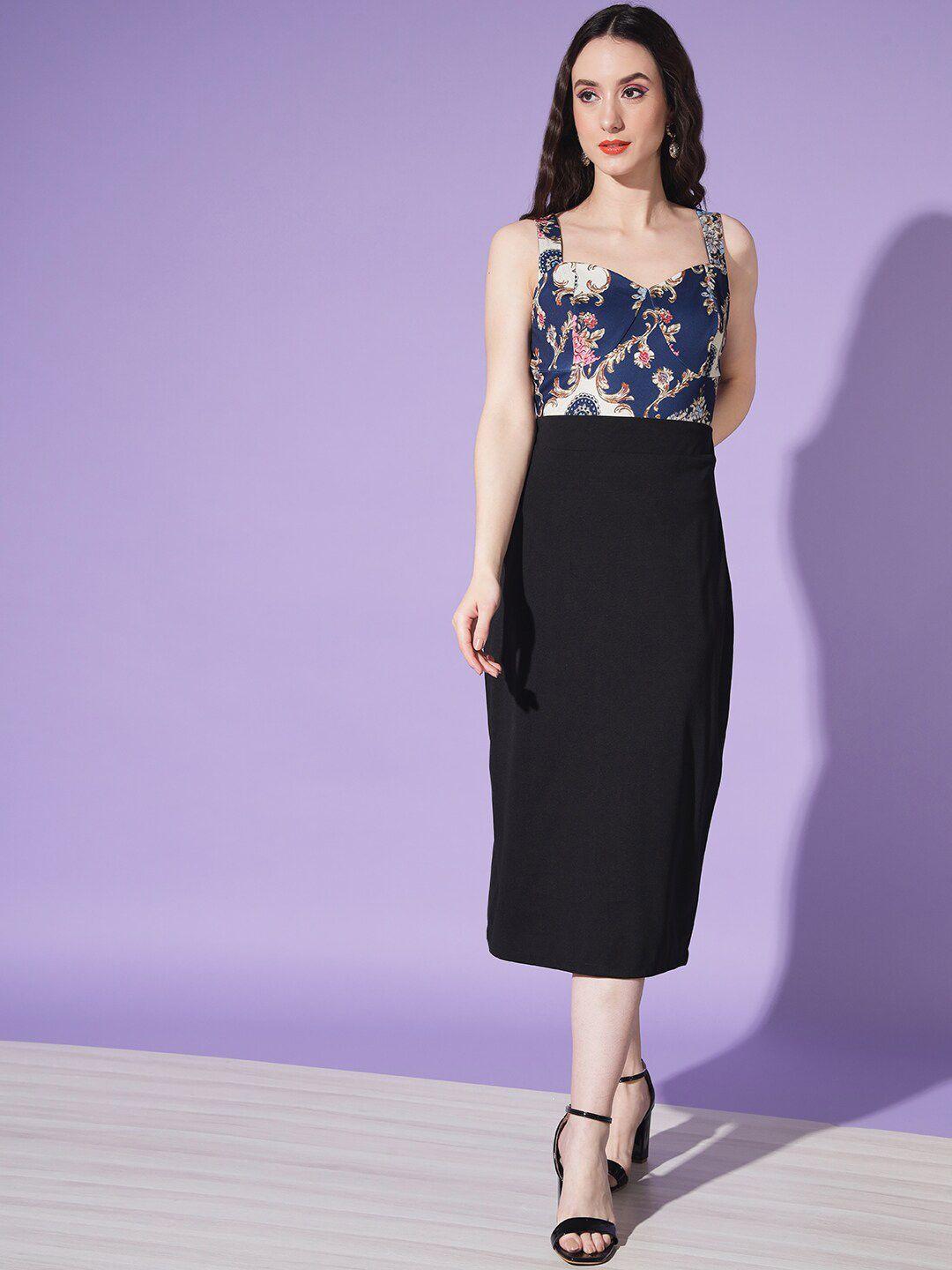 woowzerz floral printed sheath midi dress