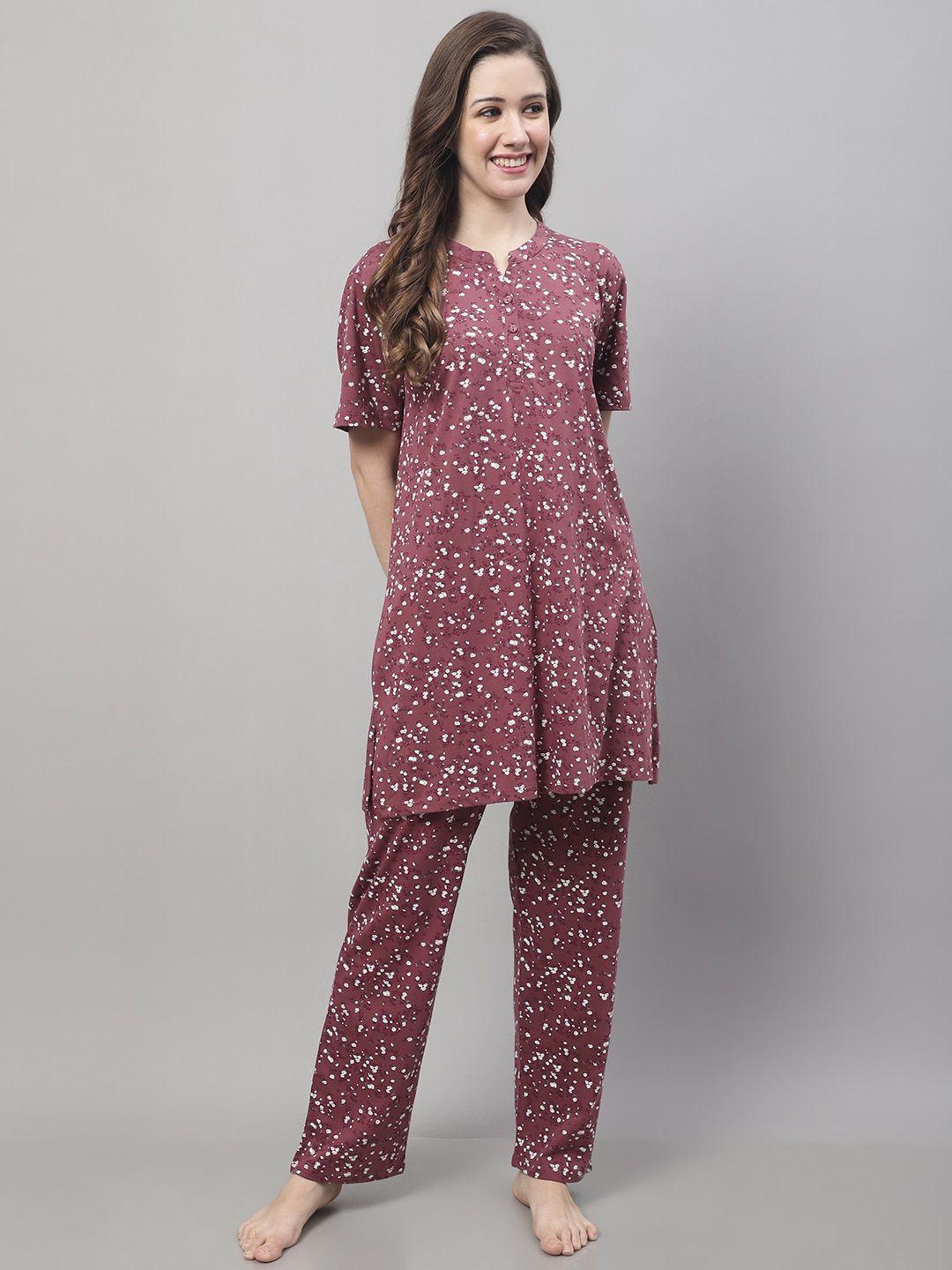 kanvin floral printed pure cotton night suit