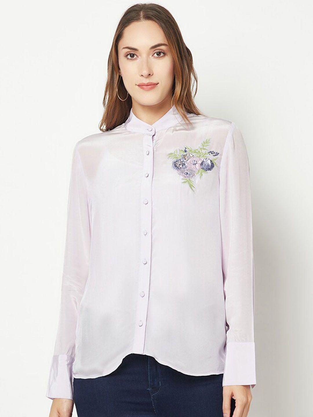 house of s mandarin collar knitted silk casual shirt