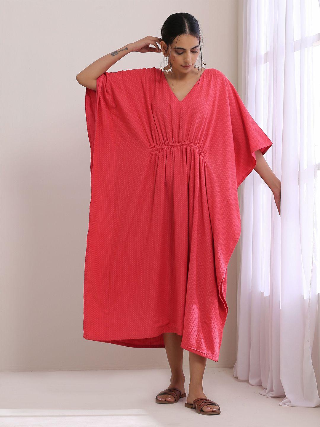 truebrowns self design kaftan midi dress