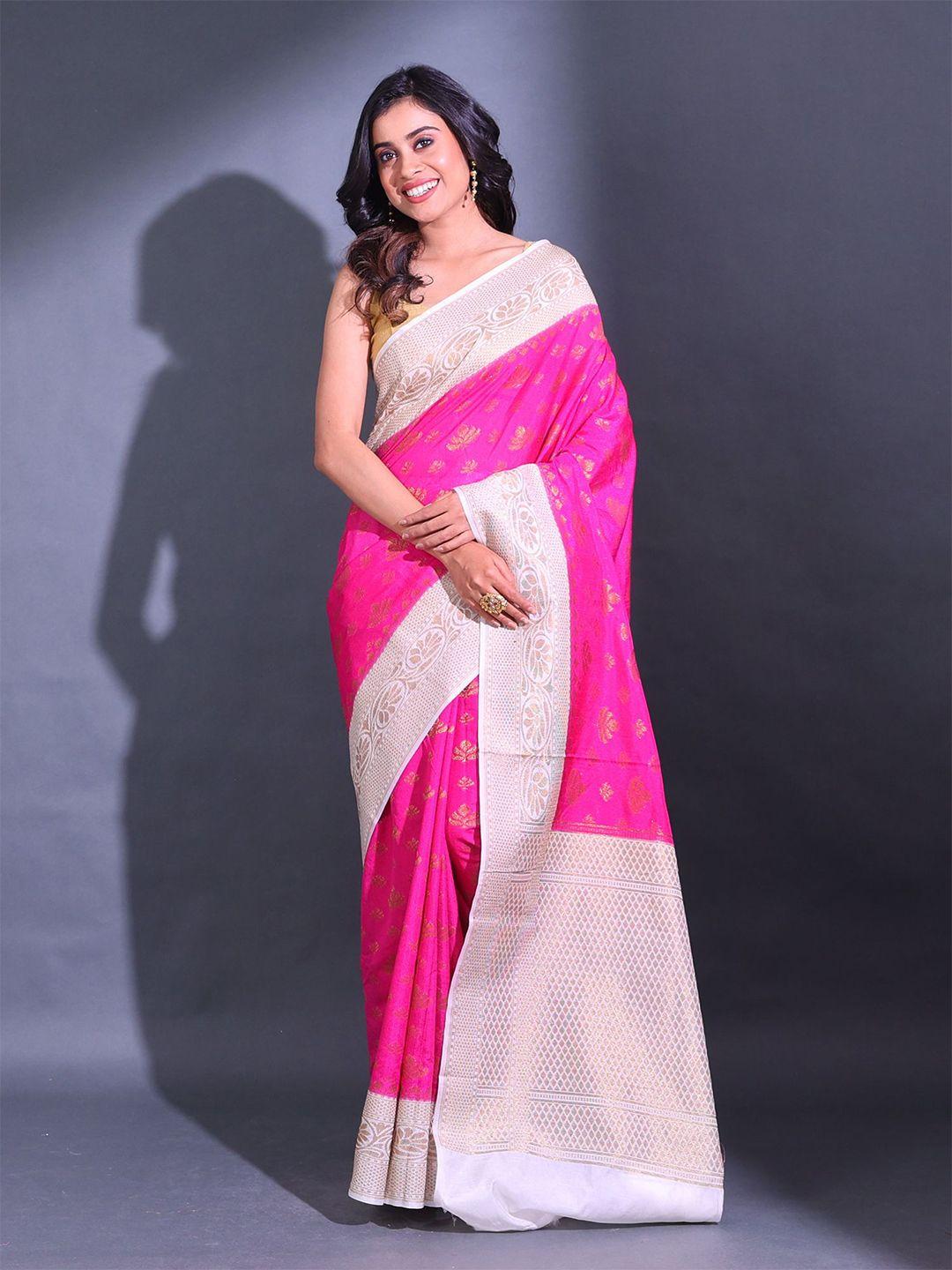 charukriti floral morif woven design zari saree