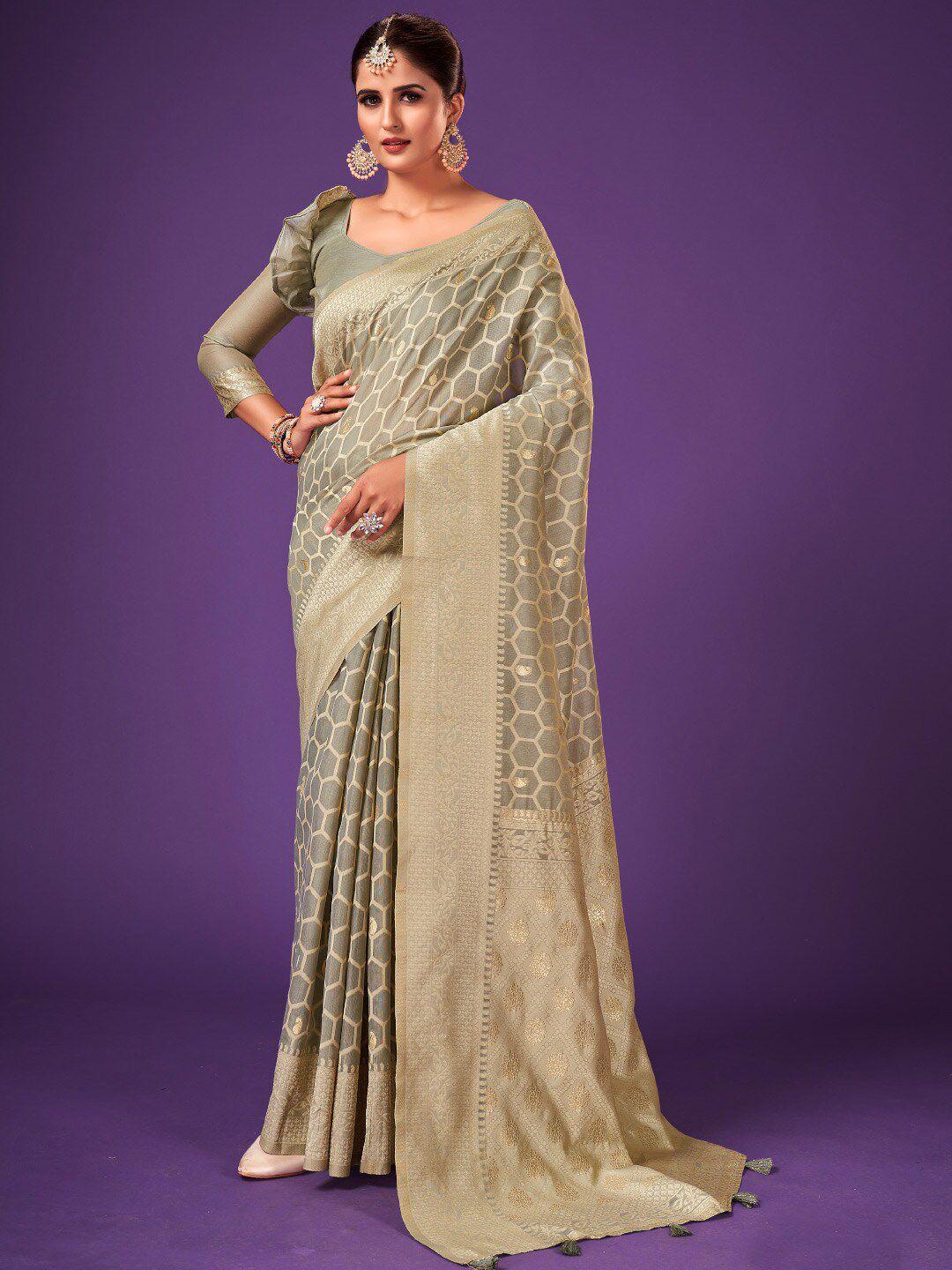 karagiri geometric woven design zari saree