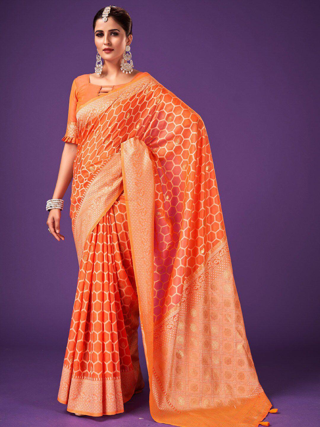 karagiri geometric woven design zari saree