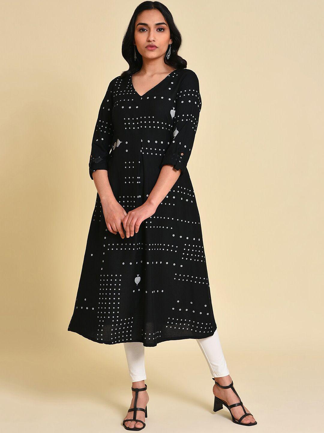 w printed thread work  a-line kurta with leggings