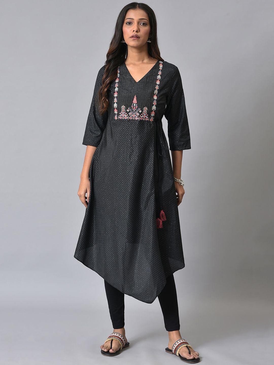 w geometric printed thread work kurta with leggings